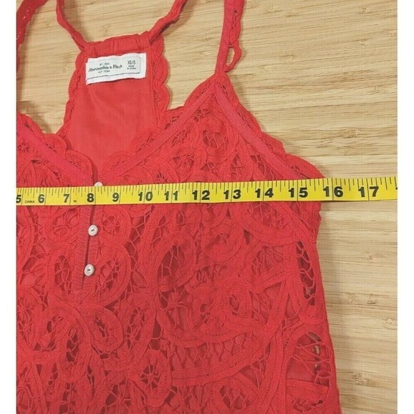 Abercrombie & Fitch Top Womens XS-S Hot Pink Tank Lace Crochet Detailed Cropped - Picture 10 of 12